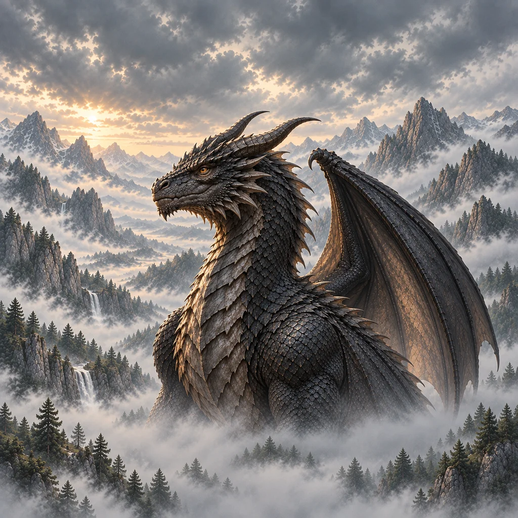 Black dragon — original AI fan illustration