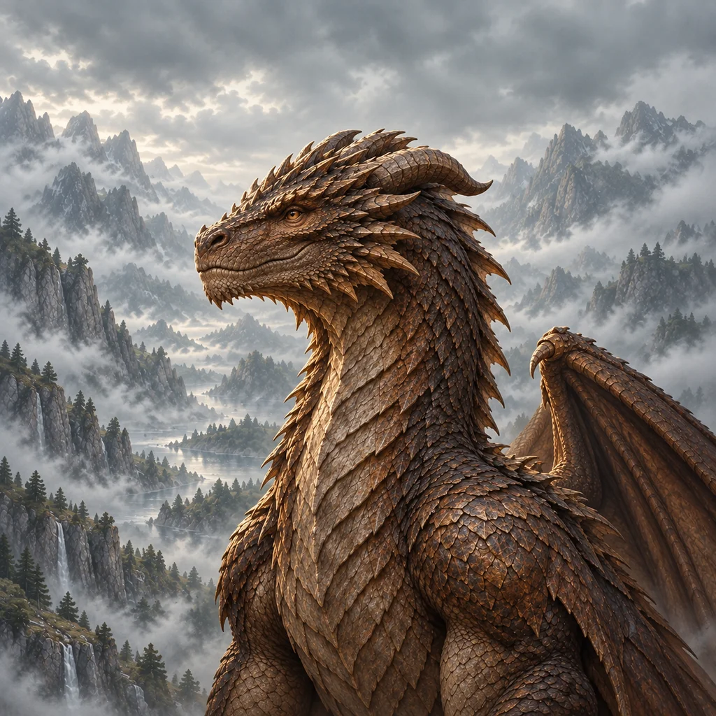 Brown dragon — original AI fan illustration